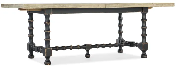 Ciao Bella 84in Trestle Table w/ 2-18in Leaves-Flaky White/Black