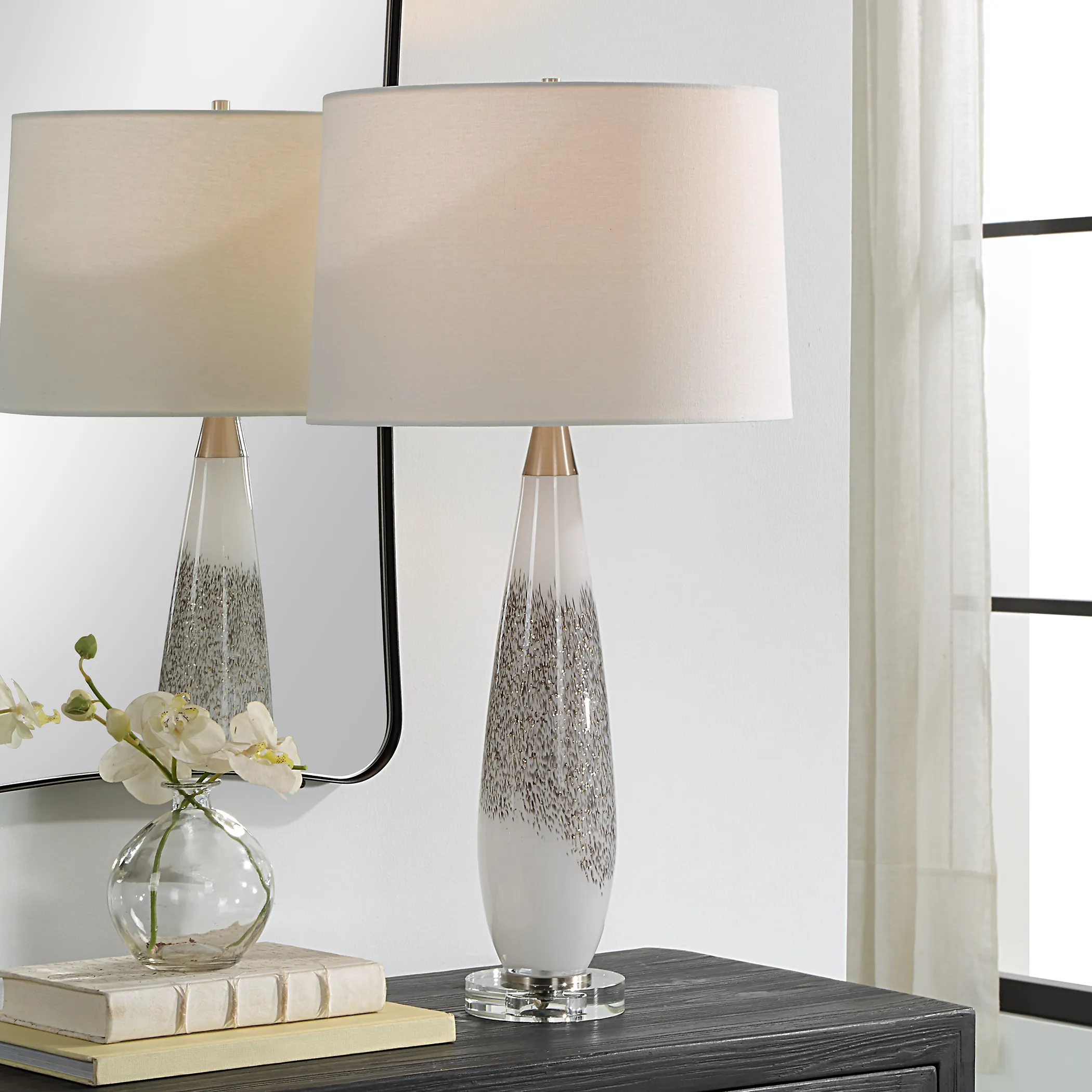 Quinn White & Silver Table Lamp