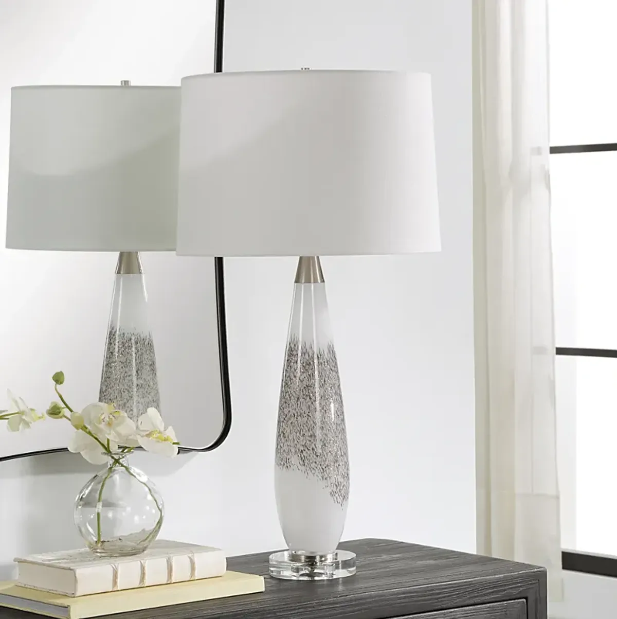 Quinn White & Silver Table Lamp