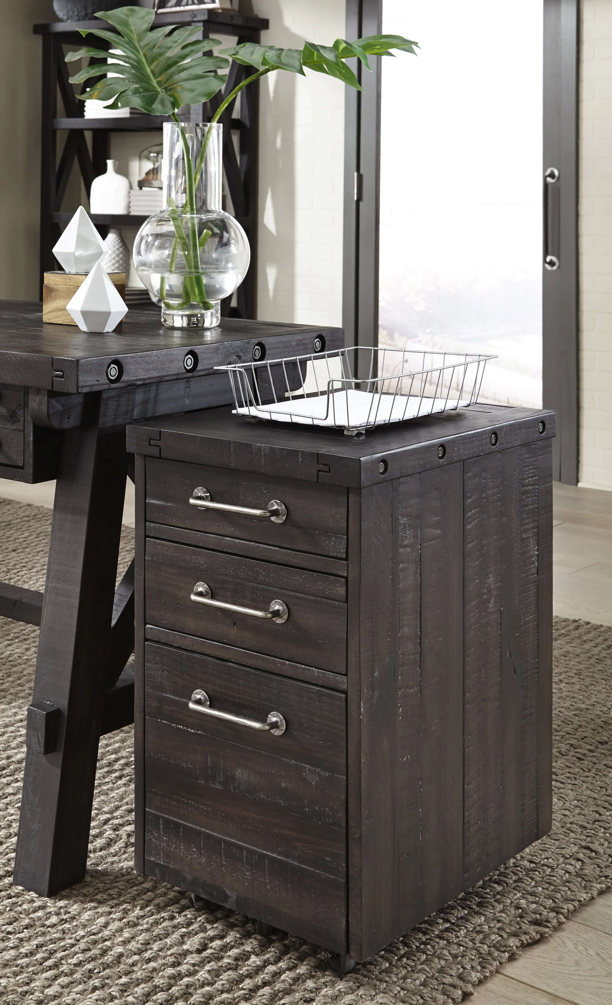 Yosemite Solid Wood Rollling File Cabinet in Cafe