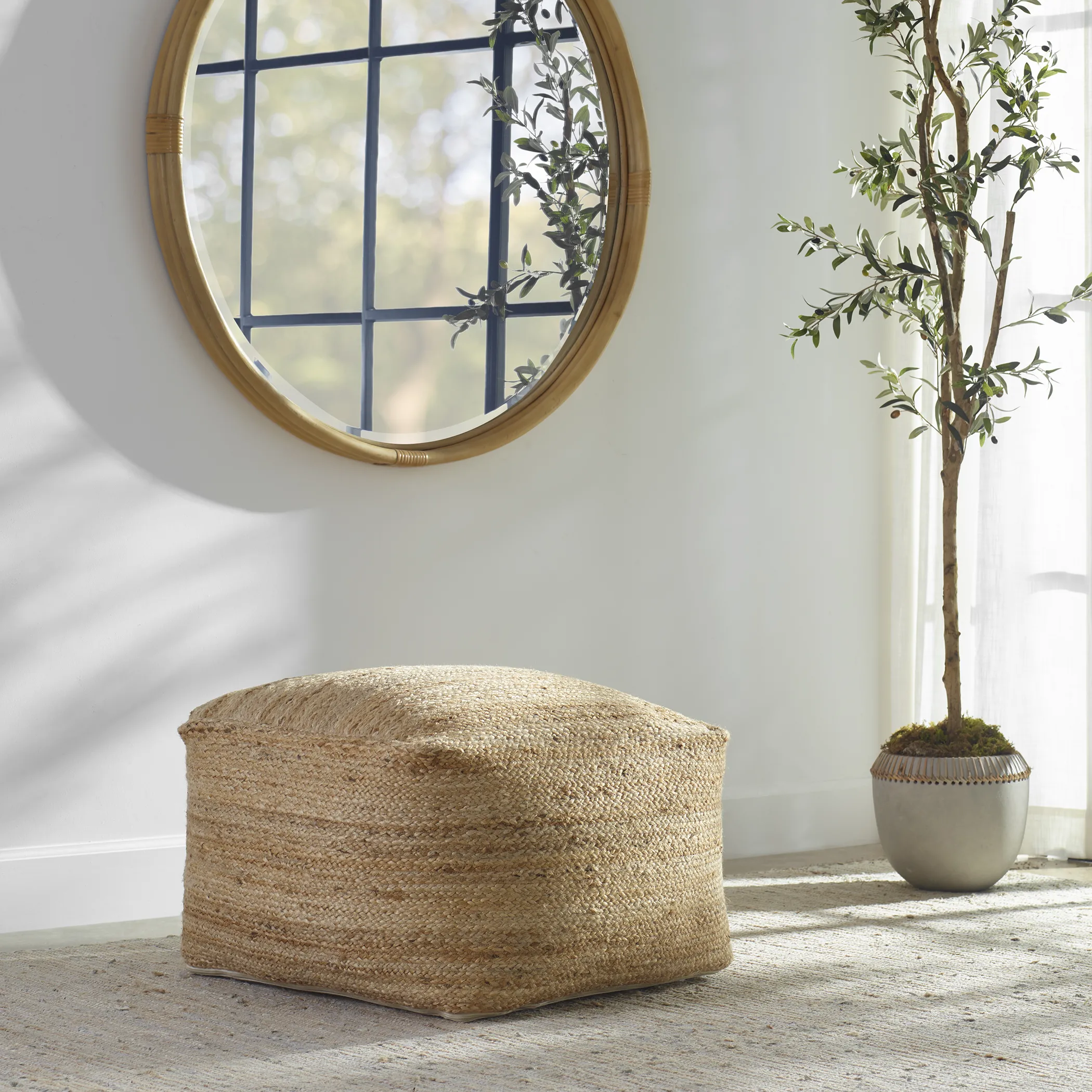 Camden Braided Hemp Pouf