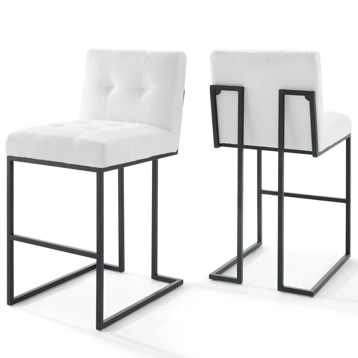 Privy Black Stainless Steel Upholstered Fabric Bar Stool Set of 2