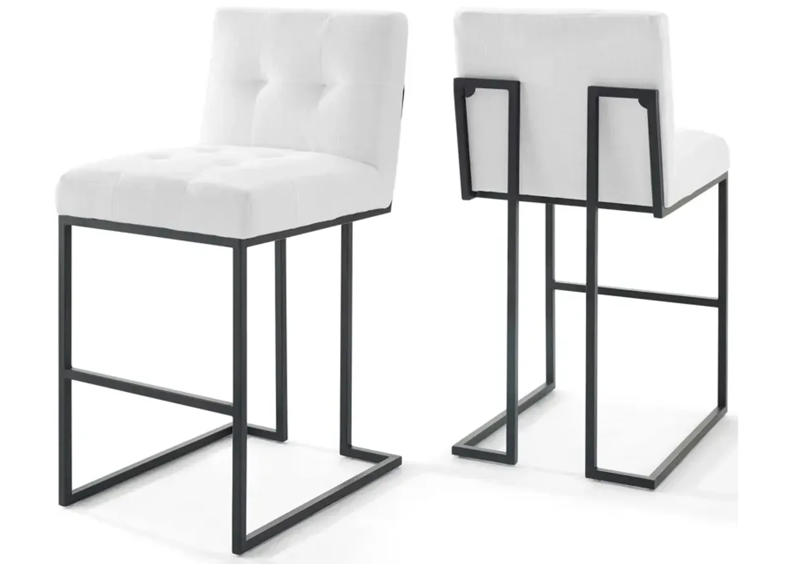 Privy Black Stainless Steel Upholstered Fabric Bar Stool Set of 2