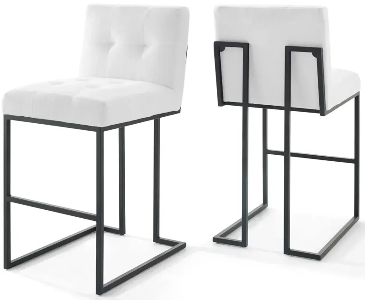 Privy Black Stainless Steel Upholstered Fabric Bar Stool Set of 2