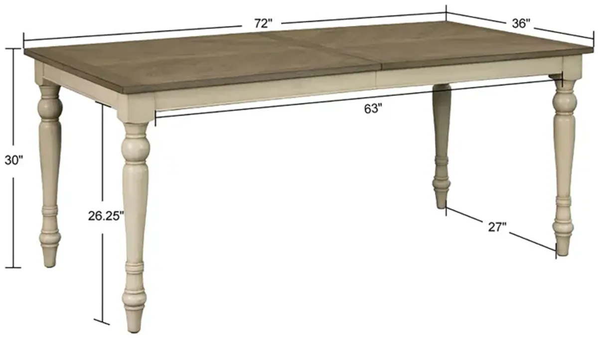 Martha Stewart Fiona Brown/Distressed White Rectangular Wood Dining Table