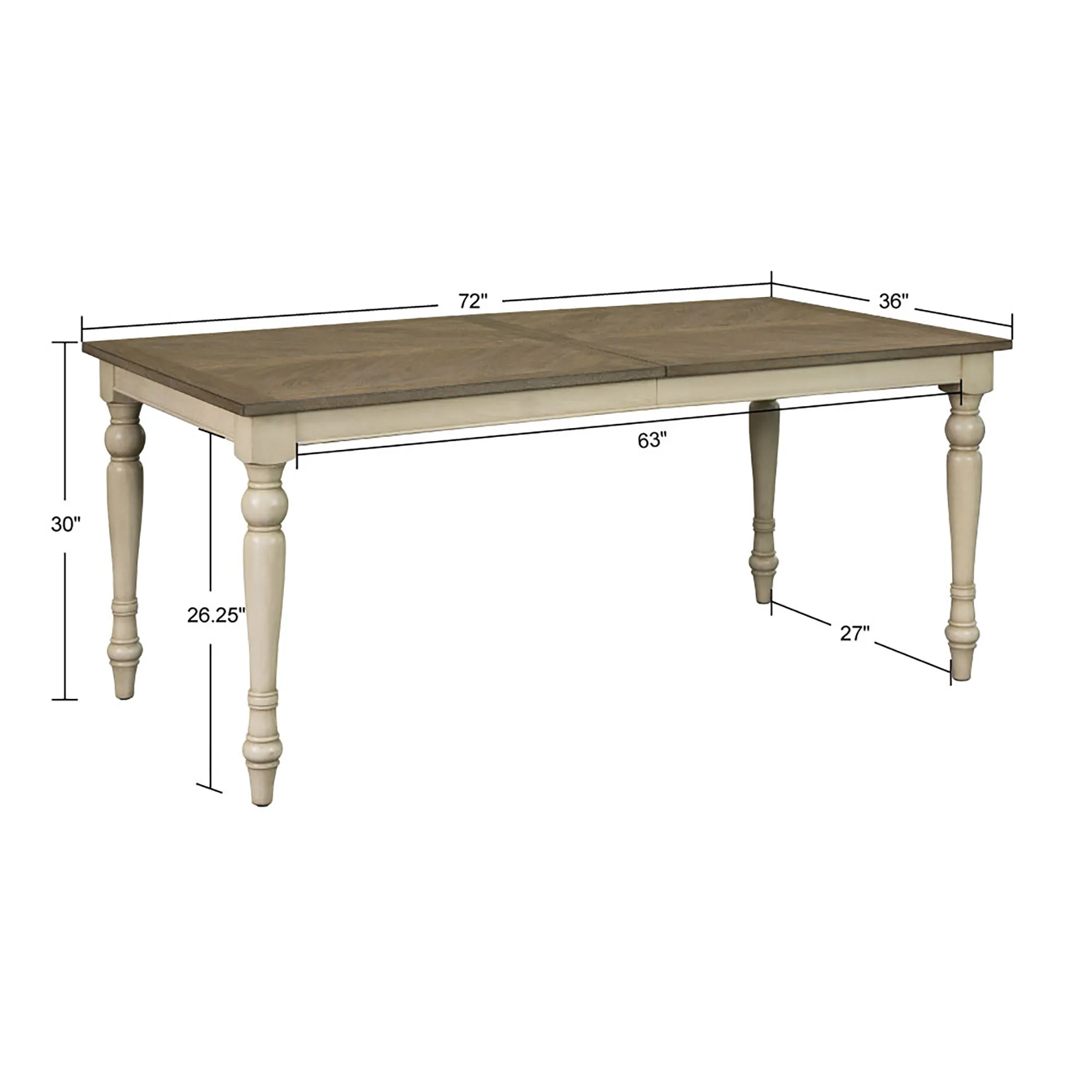 Martha Stewart Fiona Brown/Distressed White Rectangular Wood Dining Table