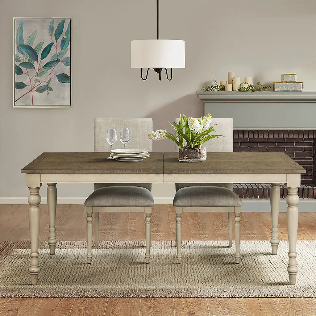 Martha Stewart Fiona Brown/Distressed White Rectangular Wood Dining Table