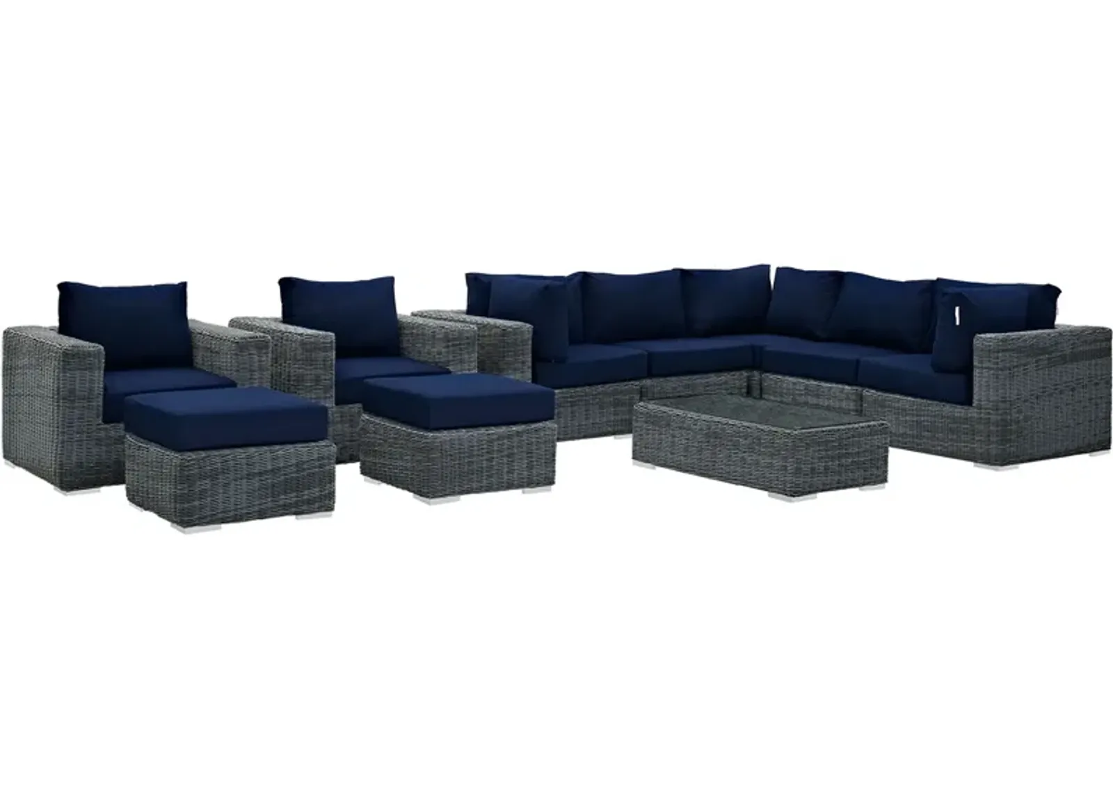 Summon 10 Piece Outdoor Patio Sunbrella® Sectional Set