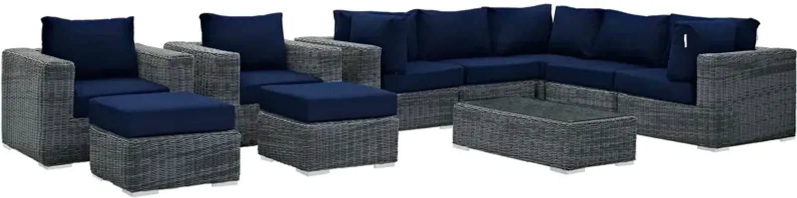 Summon 10 Piece Outdoor Patio Sunbrella® Sectional Set