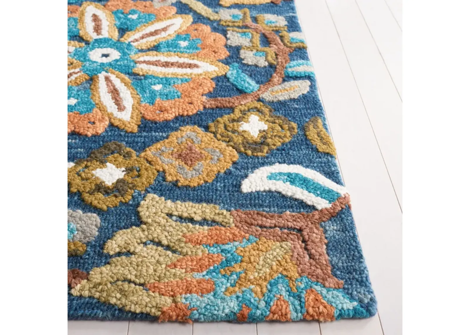 BLOSSOM 409 BLUE  6' x 6' Square Square Rug