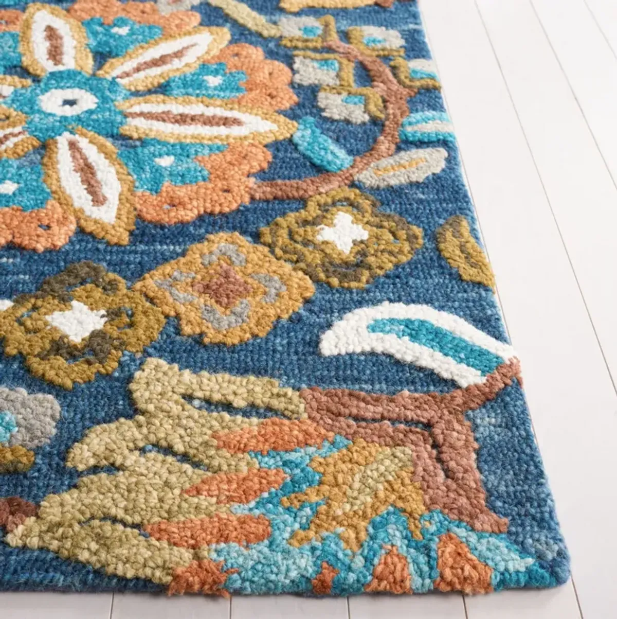 BLOSSOM 409 BLUE  6' x 6' Square Square Rug