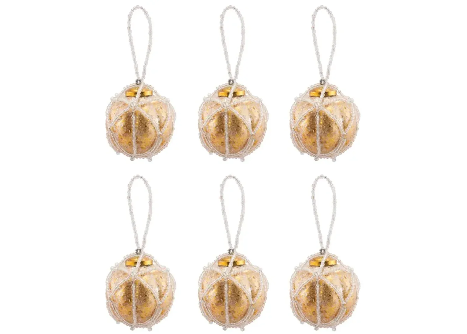 Beaded Ornament Optic Round (Set of 6)