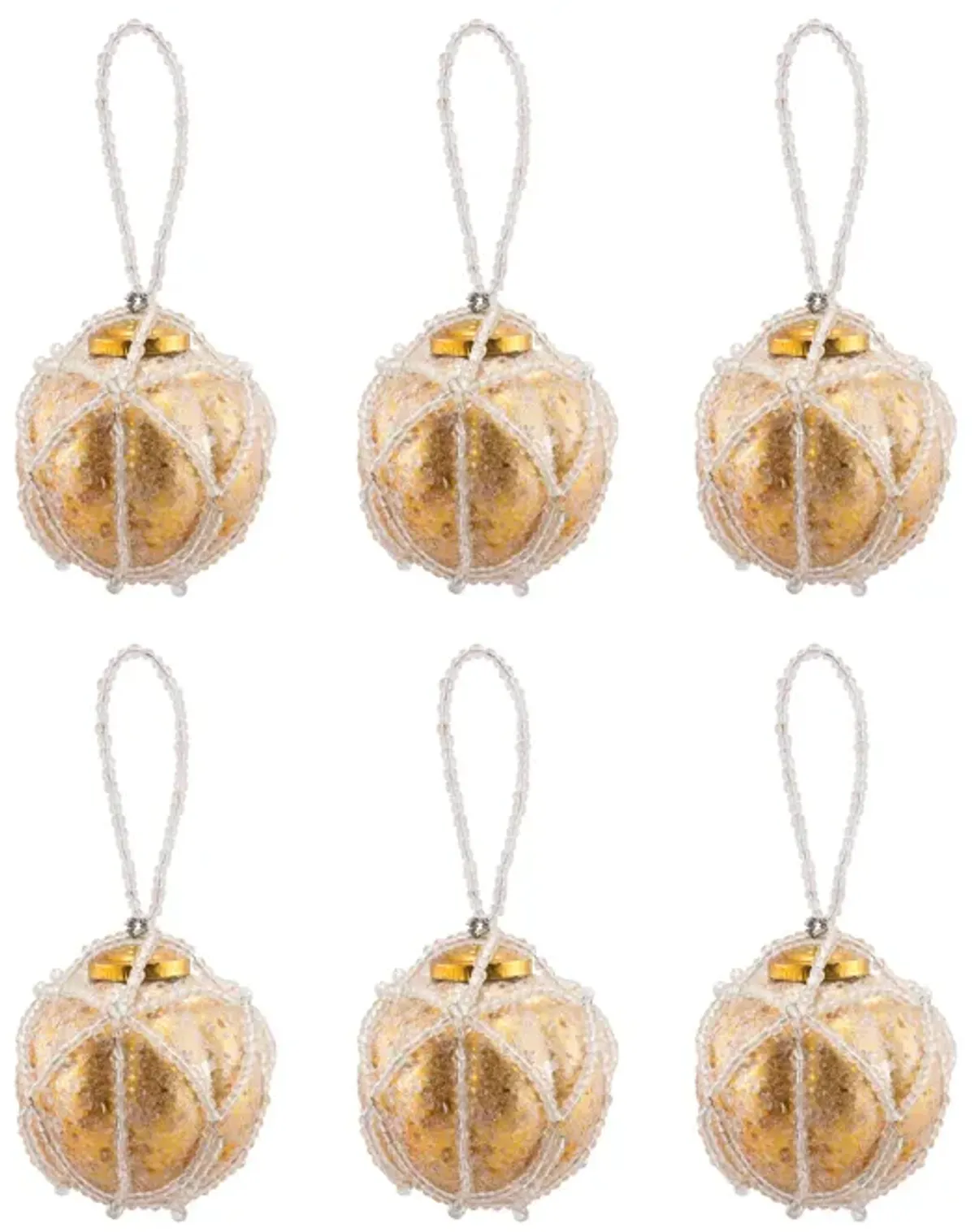 Beaded Ornament Optic Round (Set of 6)