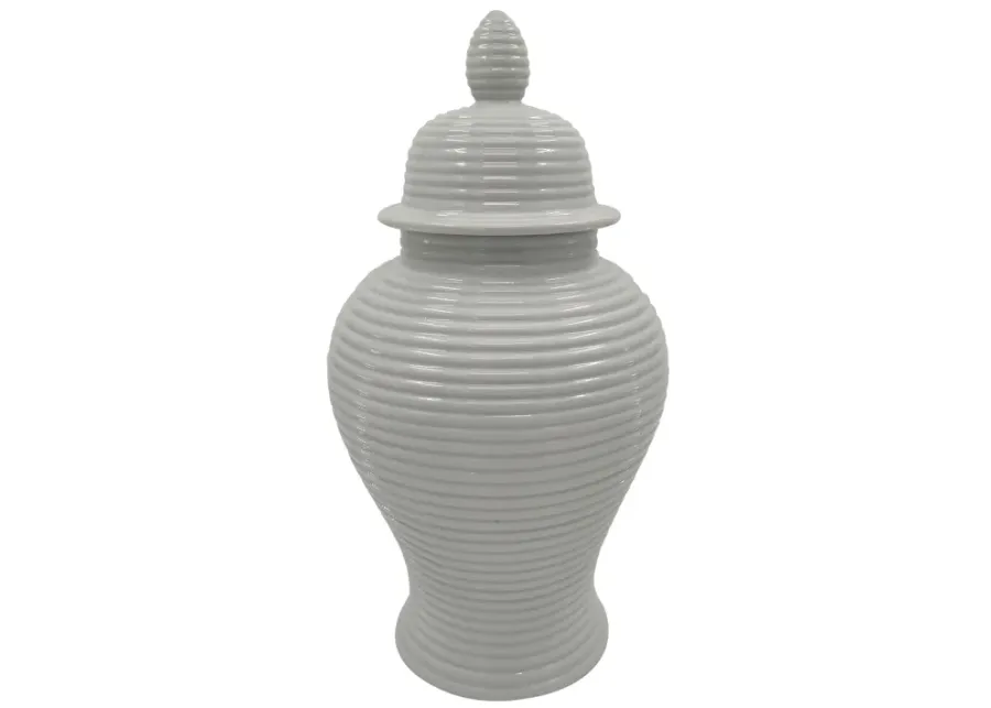 Cer, 24" Ribbed Temple Jar, White