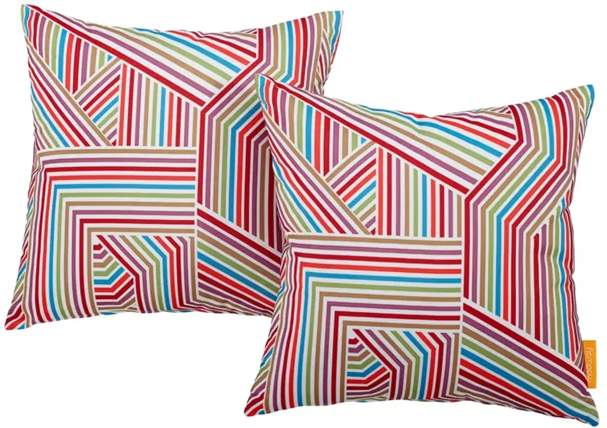 Orange Lines Outdoor Pillow - Set of 2