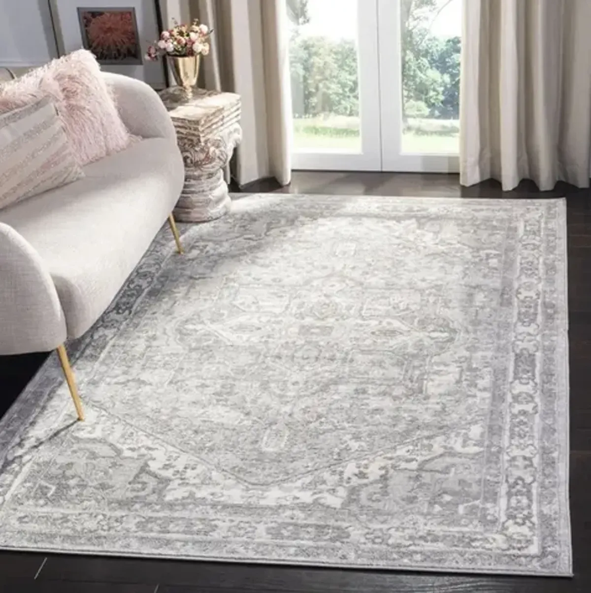 Brentwood 852 Cream / Grey 2' X 12' Runner Powerloomed Rug