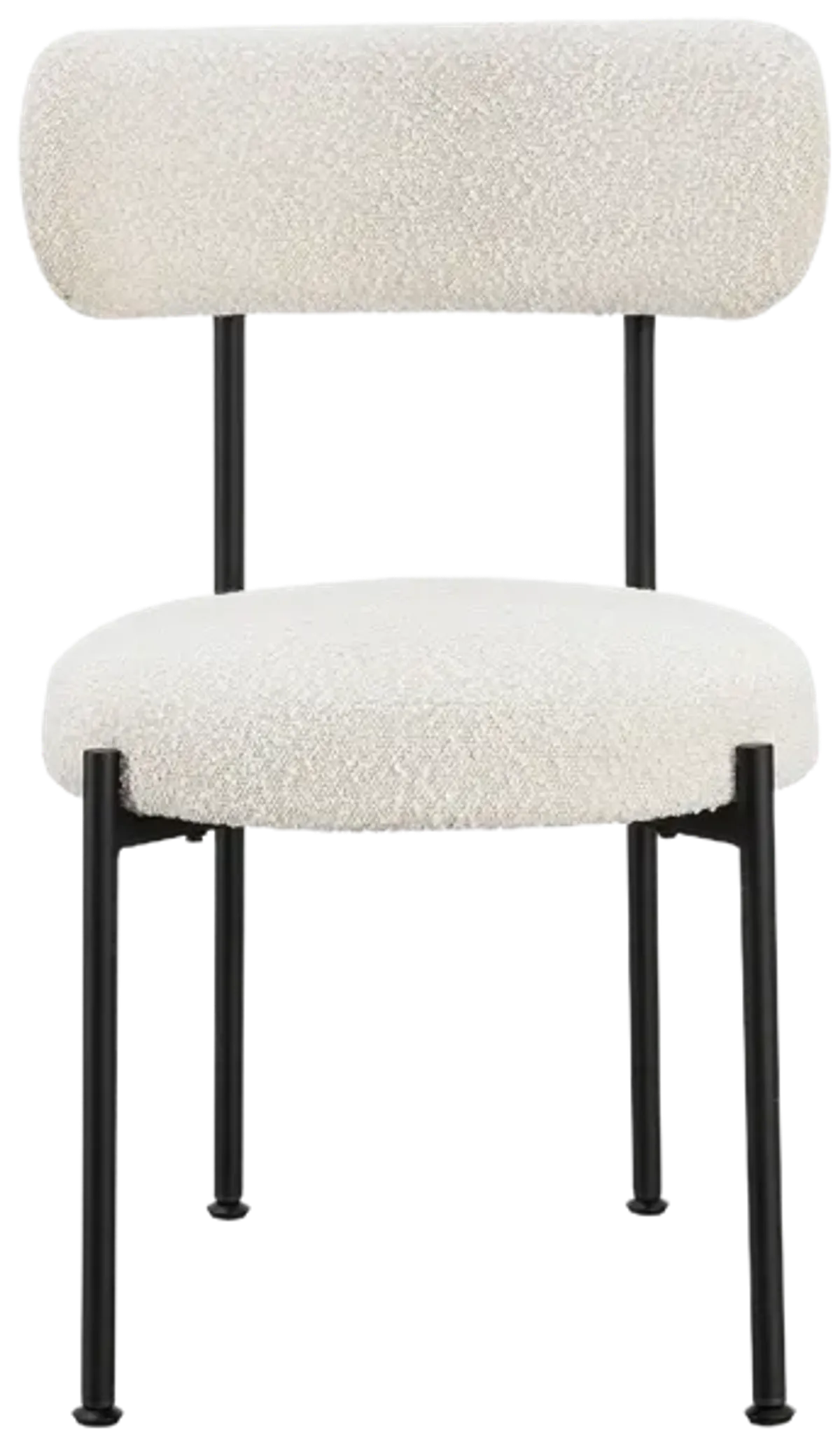 Aere Boucle Upholstered Metal Leg Dining Chair in Ivory and Black