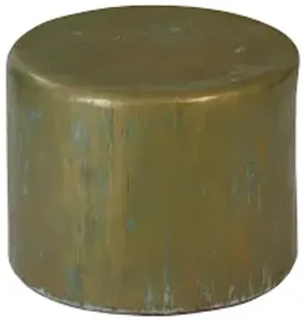 button end table, lichen finish
