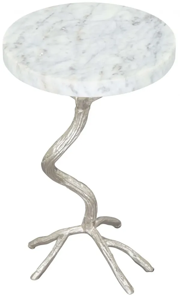 Joel Side Table White & Silver