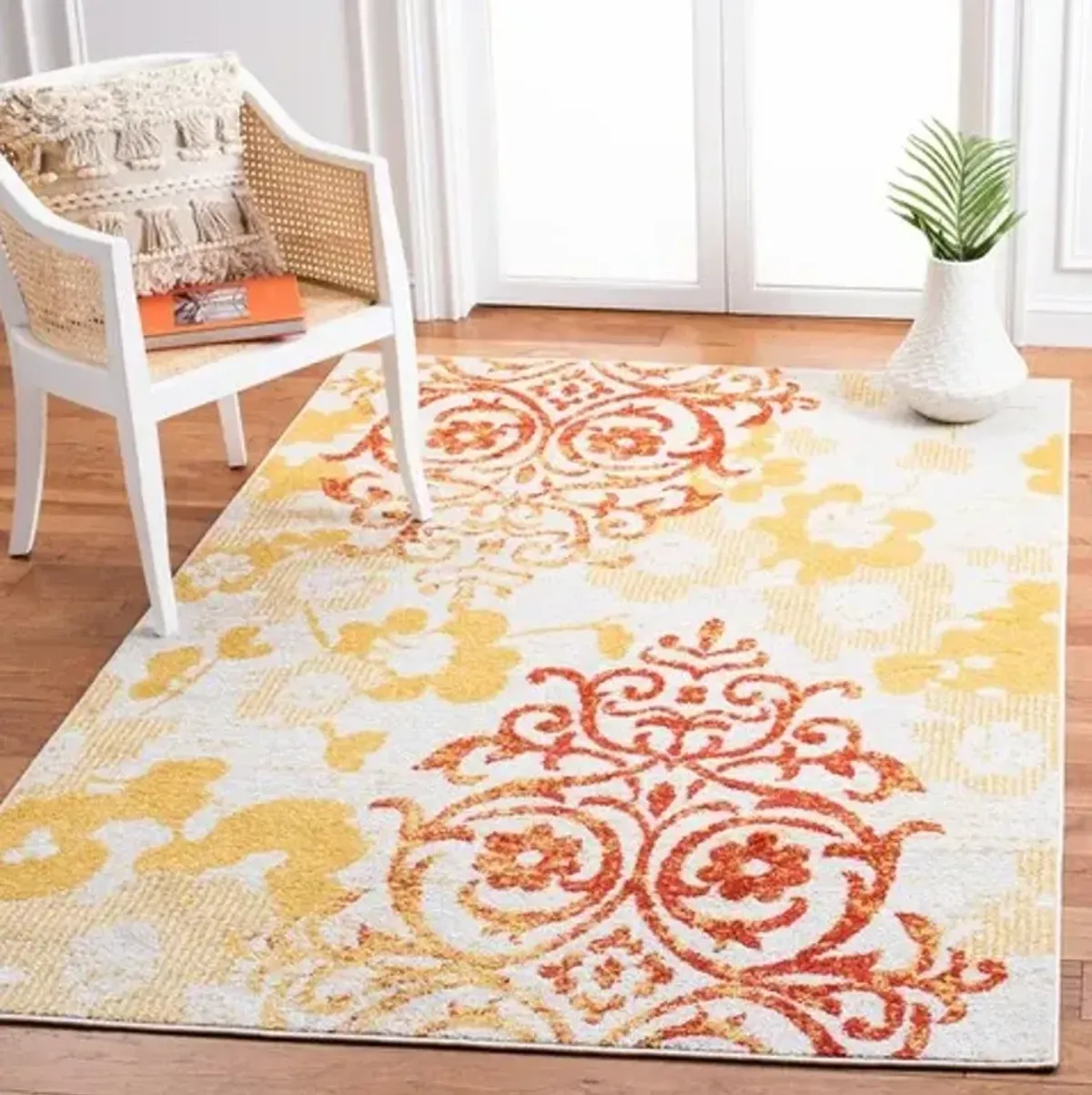 Adirondack Contemporary Grey / Gold 2'-2" X 9' Powerloomed Rug