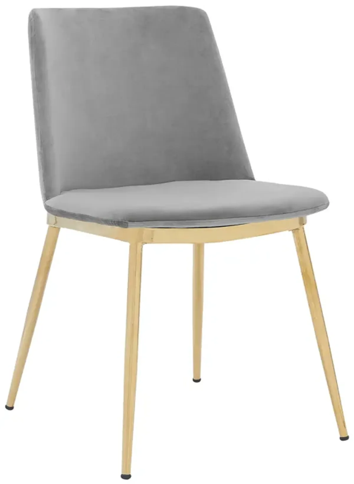 Messina Modern Gray Velvet and Gold Metal Leg Dining Room Chairs - Set of 2