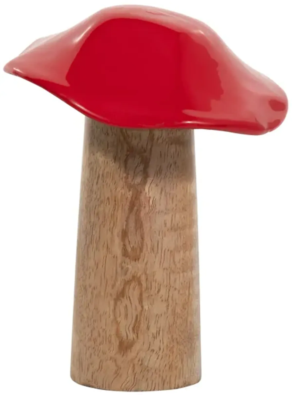 Wood, 6" Toadstool Mushroom, Red