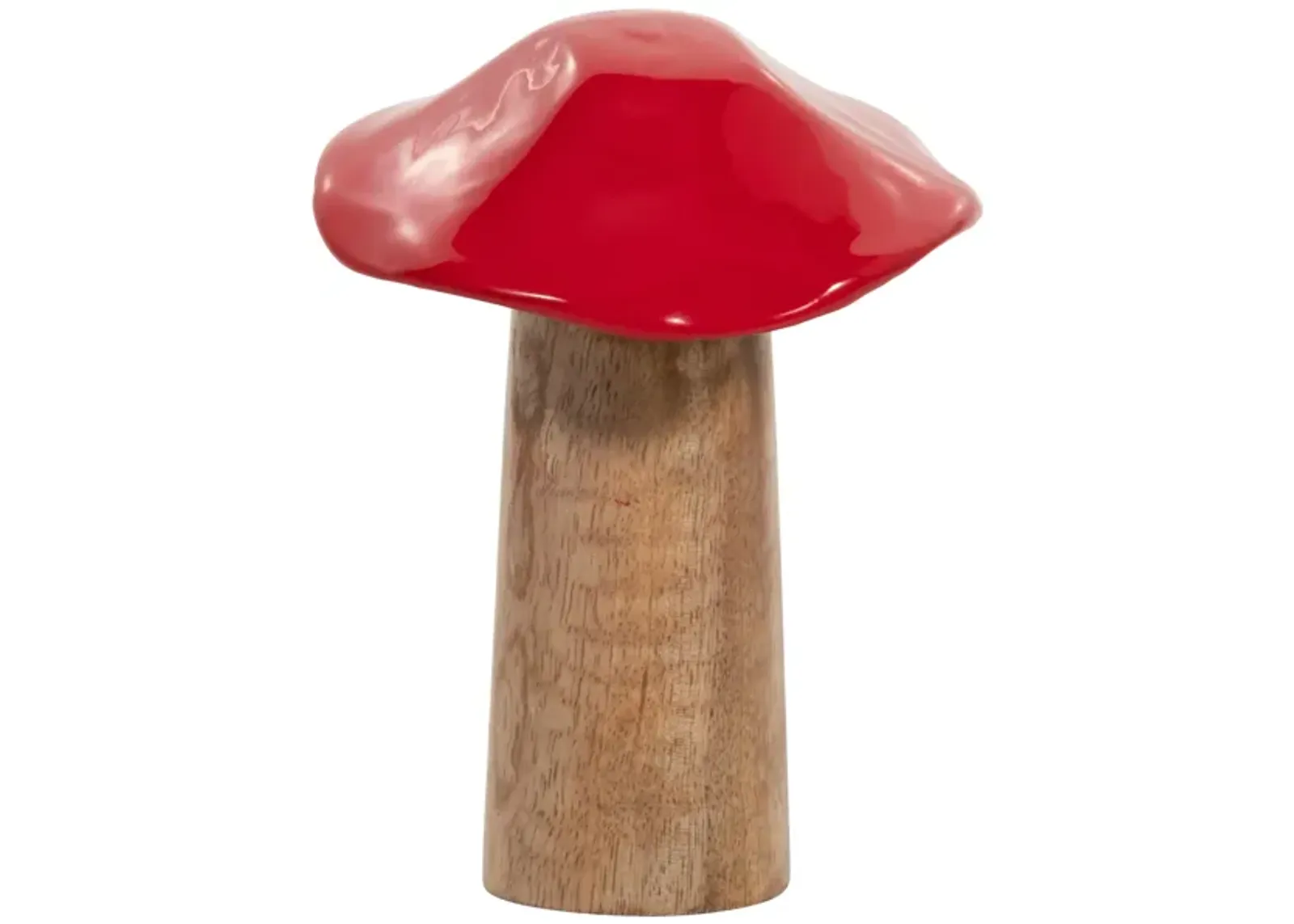 Wood, 6" Toadstool Mushroom, Red