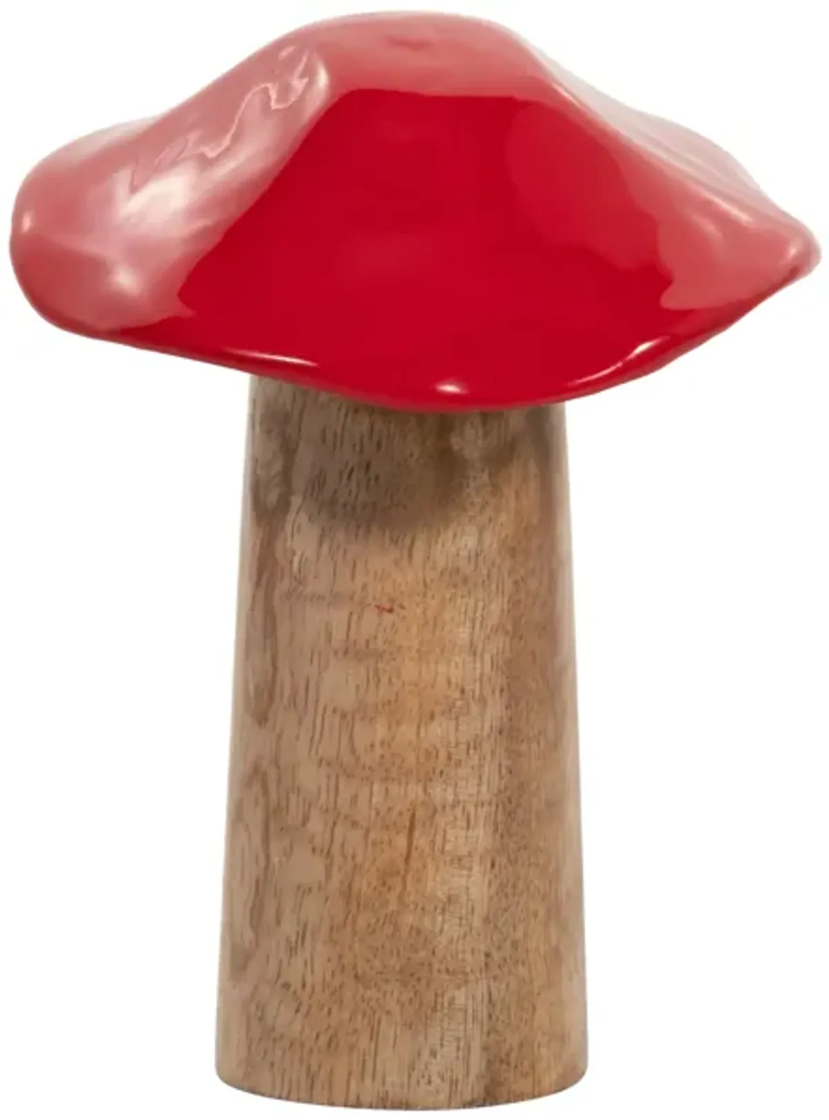 Wood, 6" Toadstool Mushroom, Red