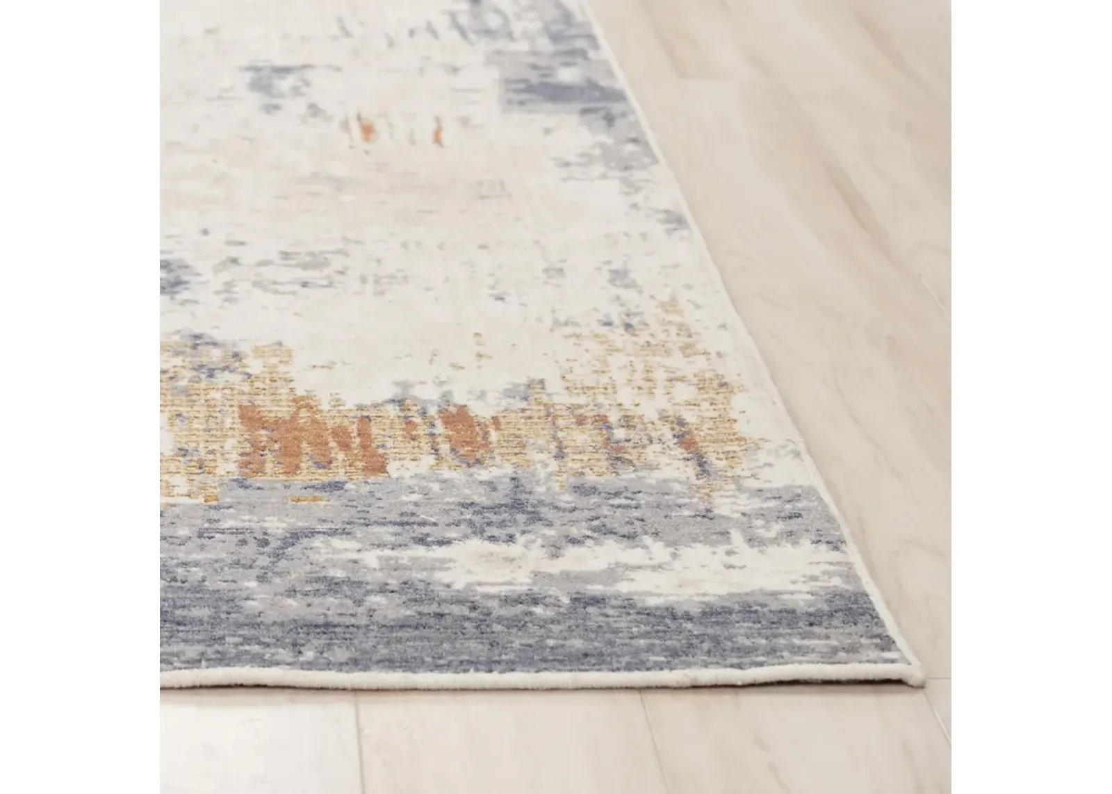 Ventura Beige/Multi Abstract Washed Wool 2'6" x 8' Runner Rug