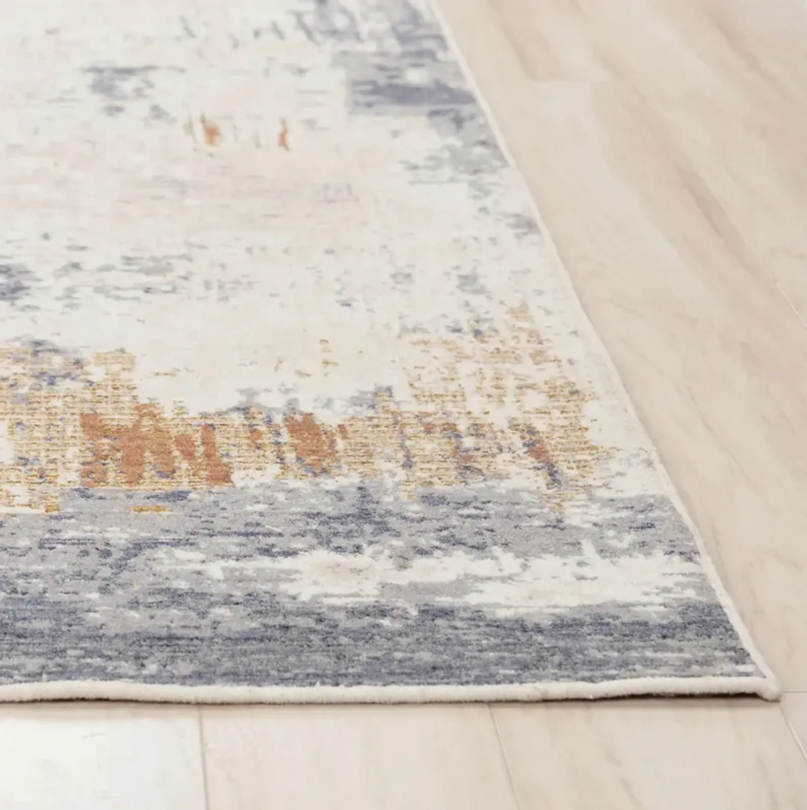 Ventura Beige/Multi Abstract Washed Wool 2'6" x 8' Runner Rug