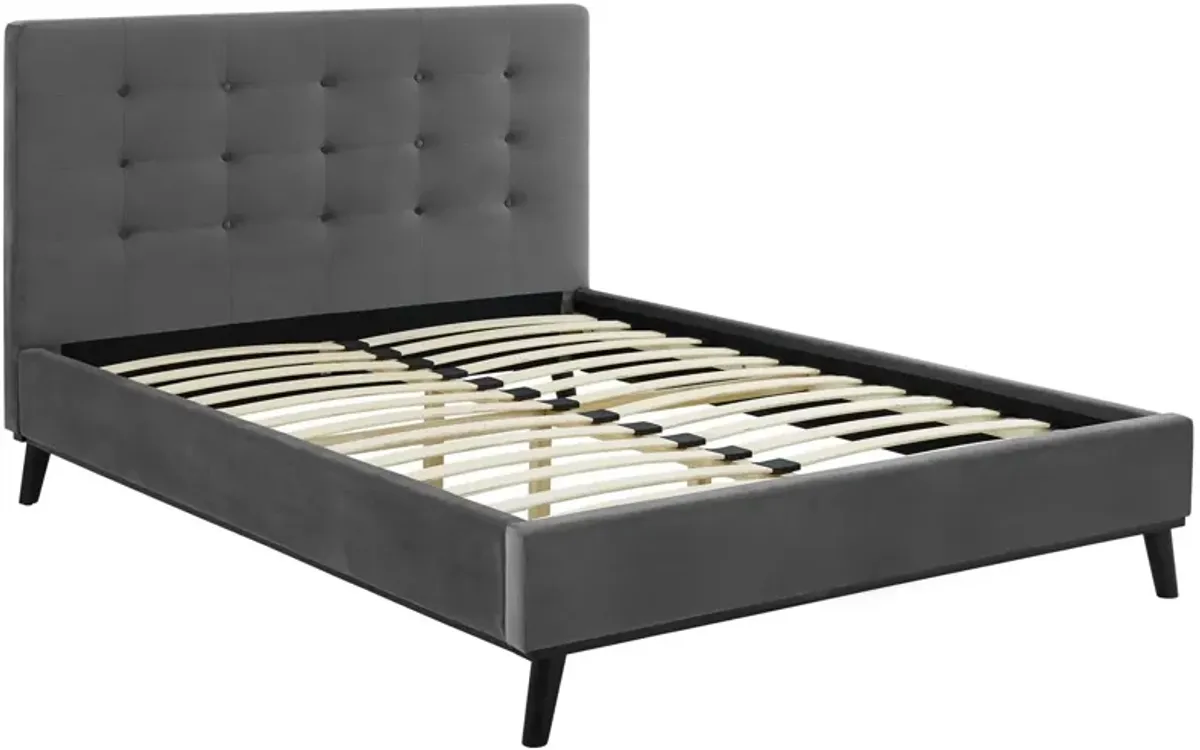 Mckenzie Queen Biscuit Tufted Performance Velvet Platform Bed