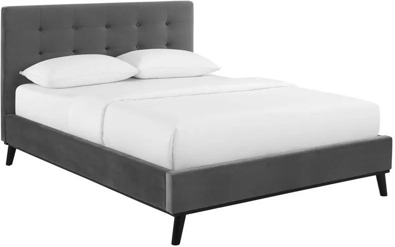 Mckenzie Queen Biscuit Tufted Performance Velvet Platform Bed