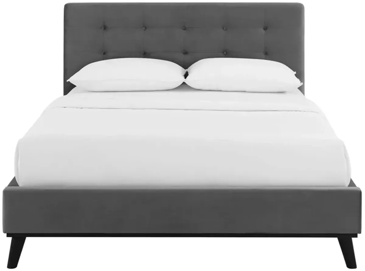 Mckenzie Queen Biscuit Tufted Performance Velvet Platform Bed