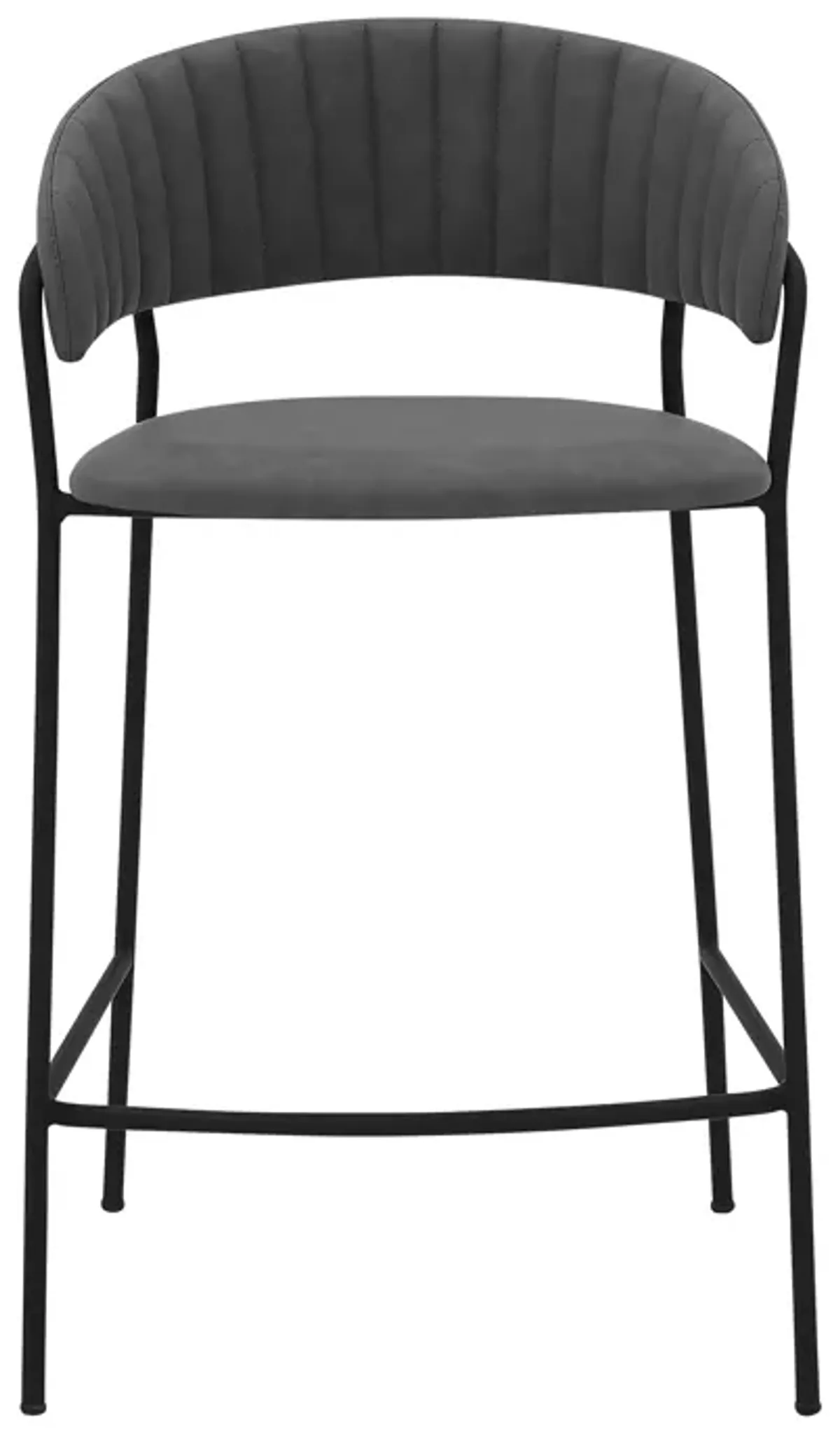 Nara 26" Gray Faux Leather and Metal Counter Height Bar Stool