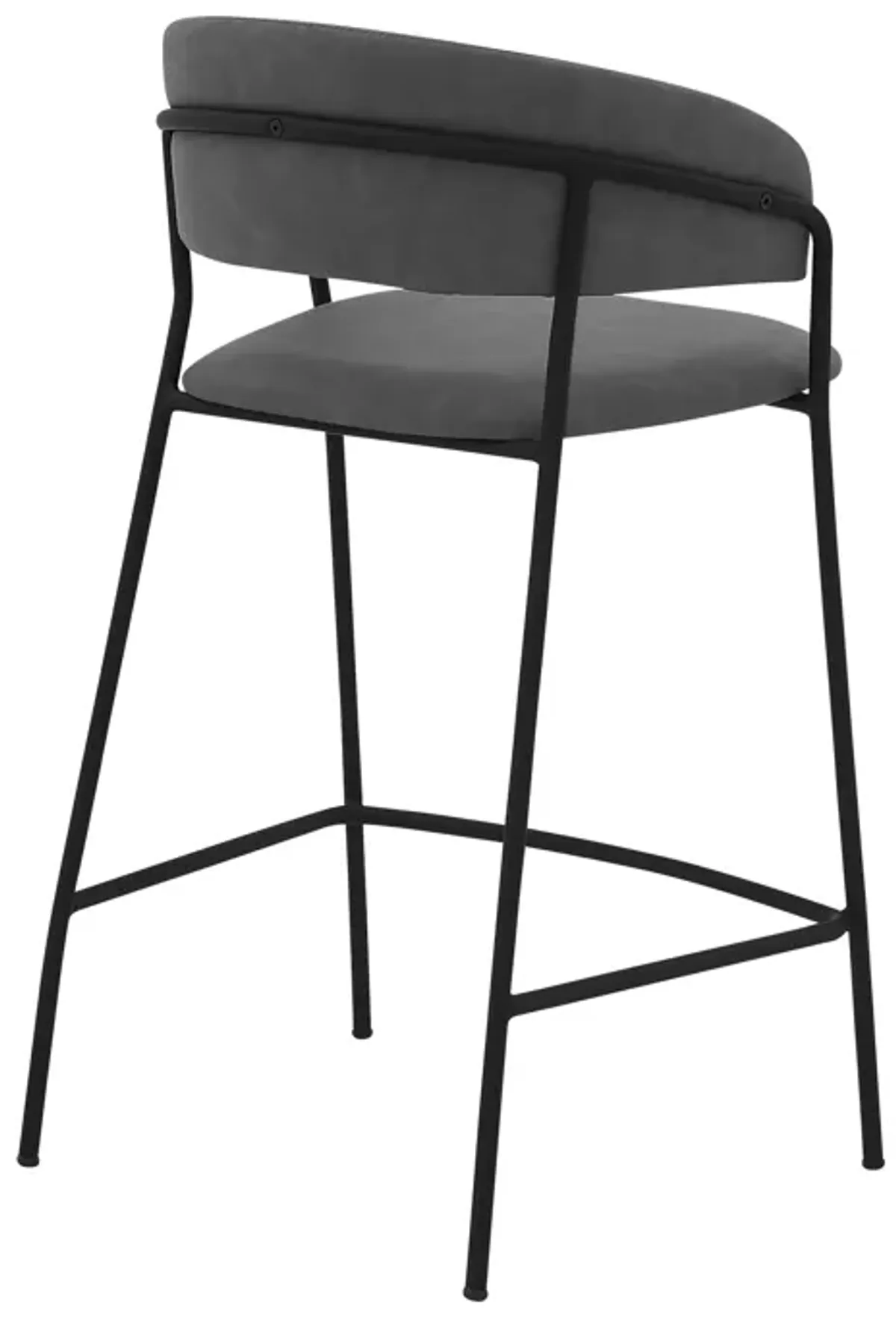 Nara 26" Gray Faux Leather and Metal Counter Height Bar Stool