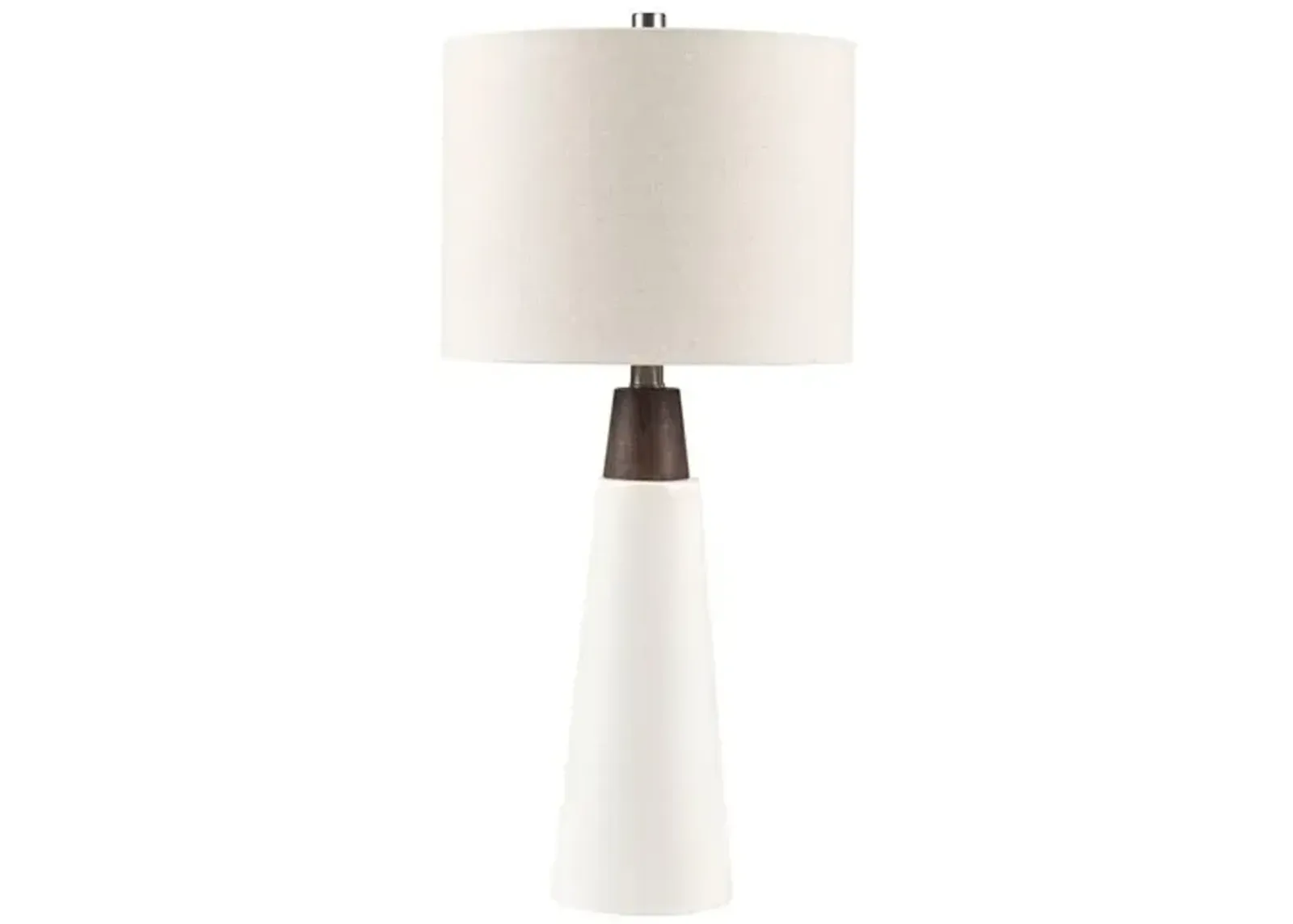 INK+IVY Tristan White Base/Cream Shade Triangular Ceramic and Wood Table Lamp