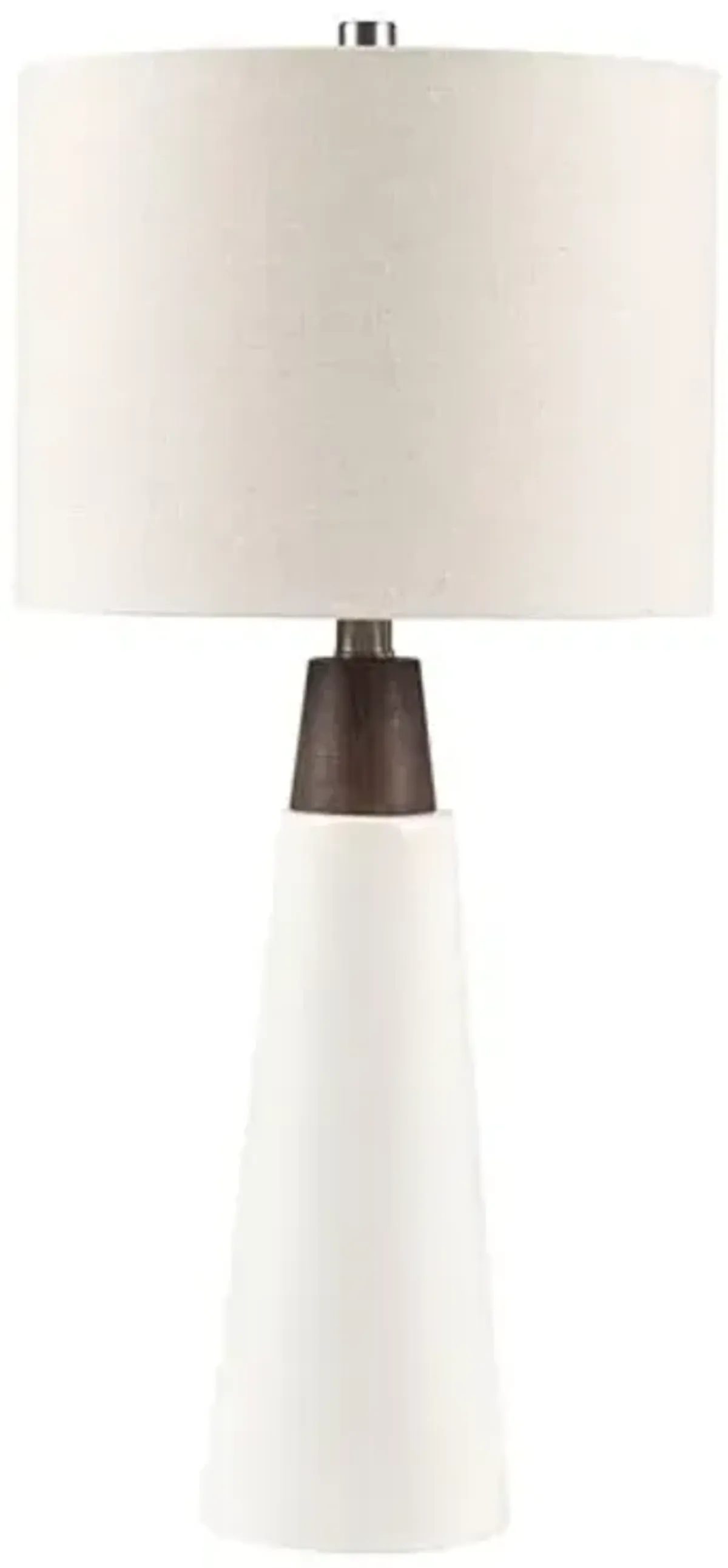 INK+IVY Tristan White Base/Cream Shade Triangular Ceramic and Wood Table Lamp