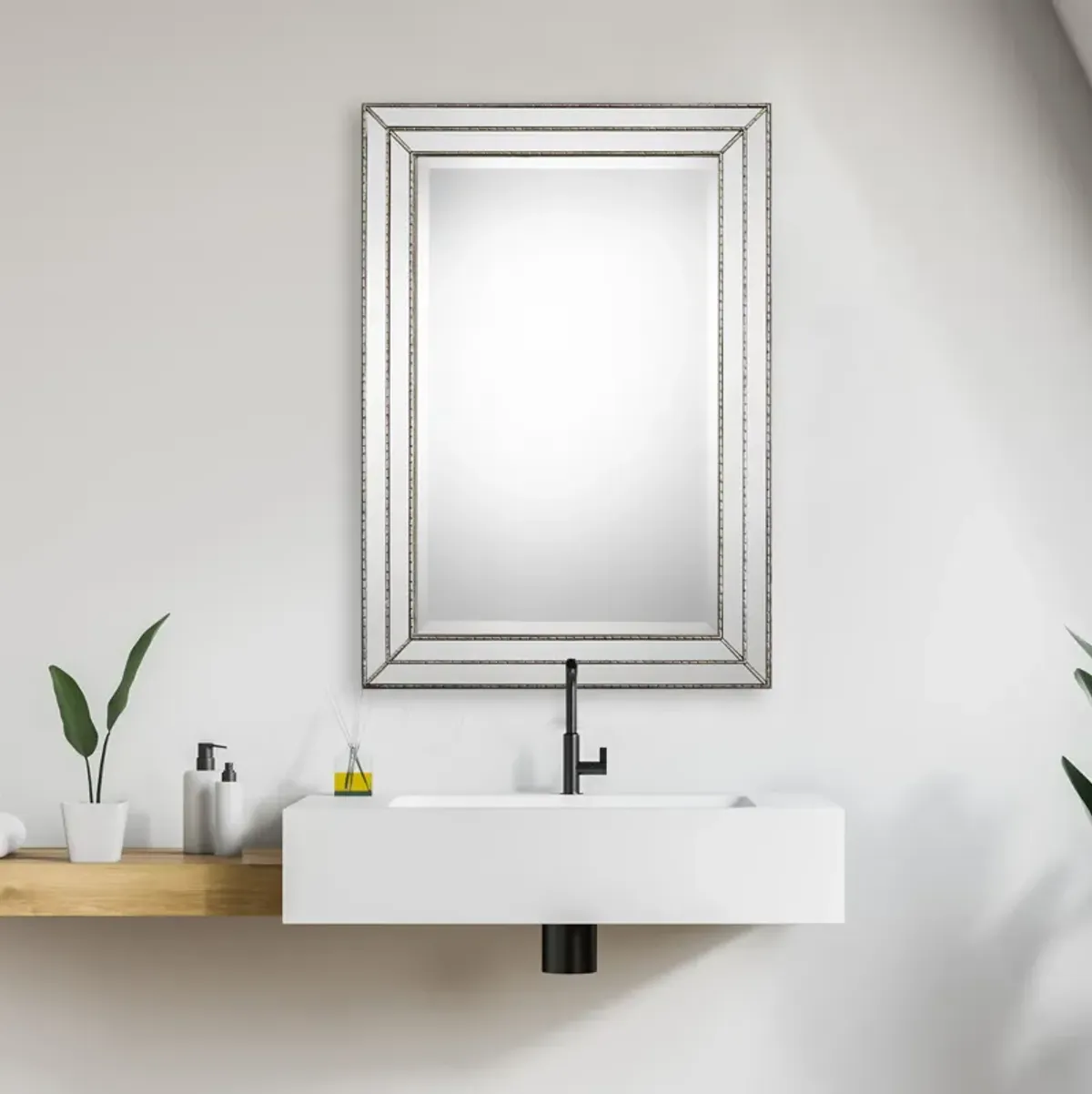 Biloxi Silver Grooved Wall Mirror