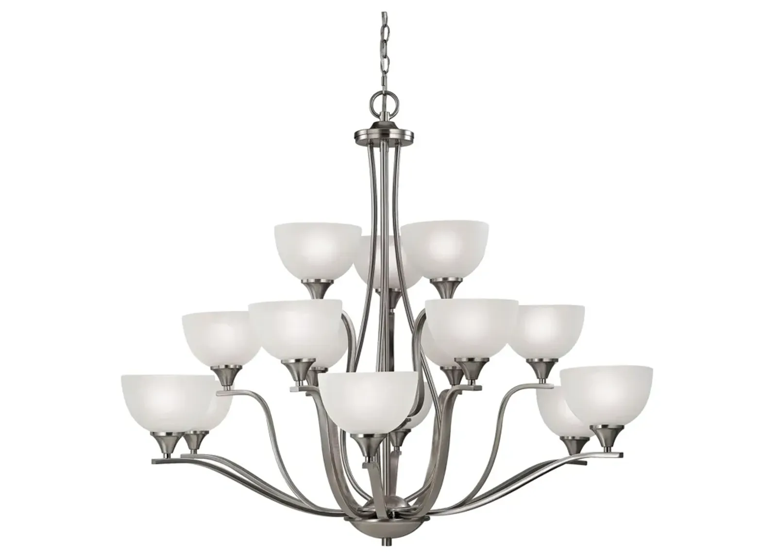 Bristol Lane 15-Light Chandelier in Oil Rubbed Bronze with White Glass