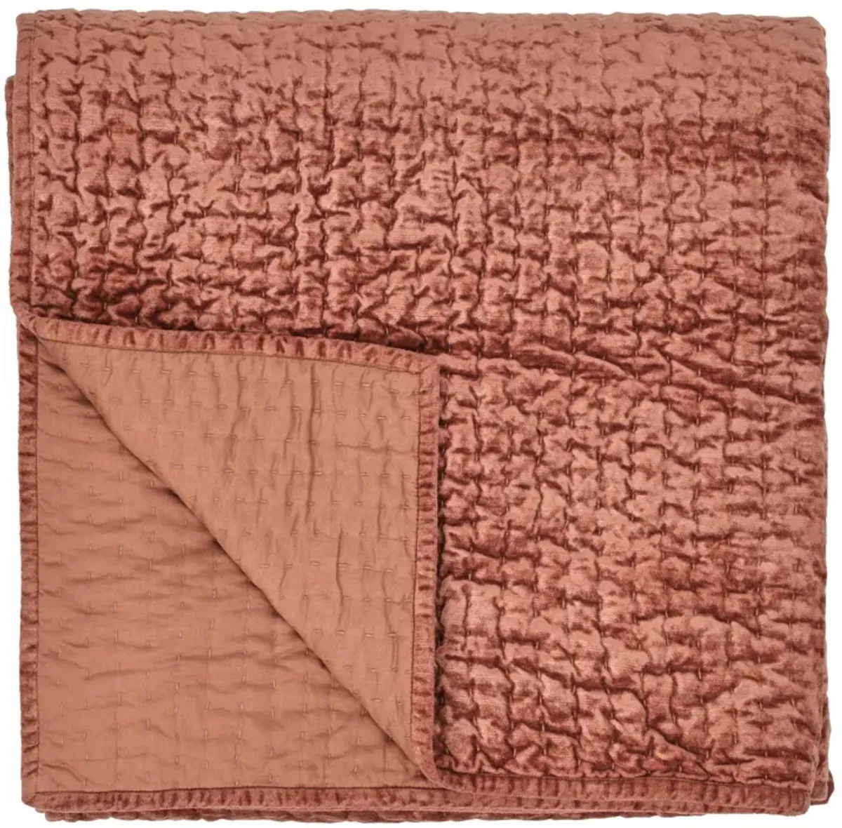 Dimitry 100% Rayon Velvet Terra Cotta Quilt