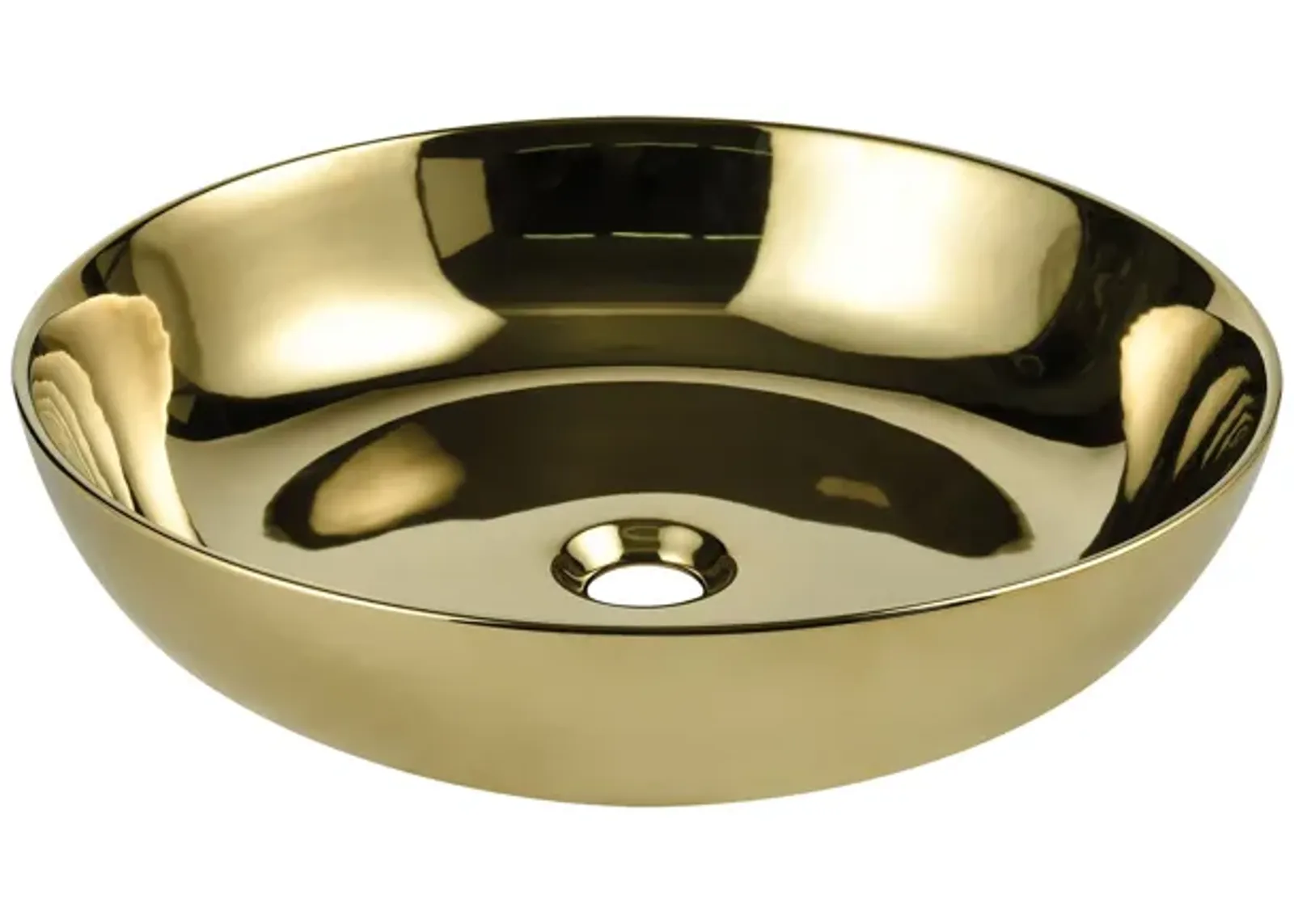 Vitreous China Round Vessel Sink - Polished Gold 18.7 inch