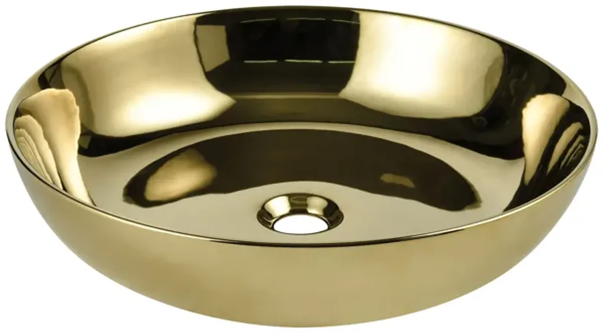 Vitreous China Round Vessel Sink - Polished Gold 18.7 inch