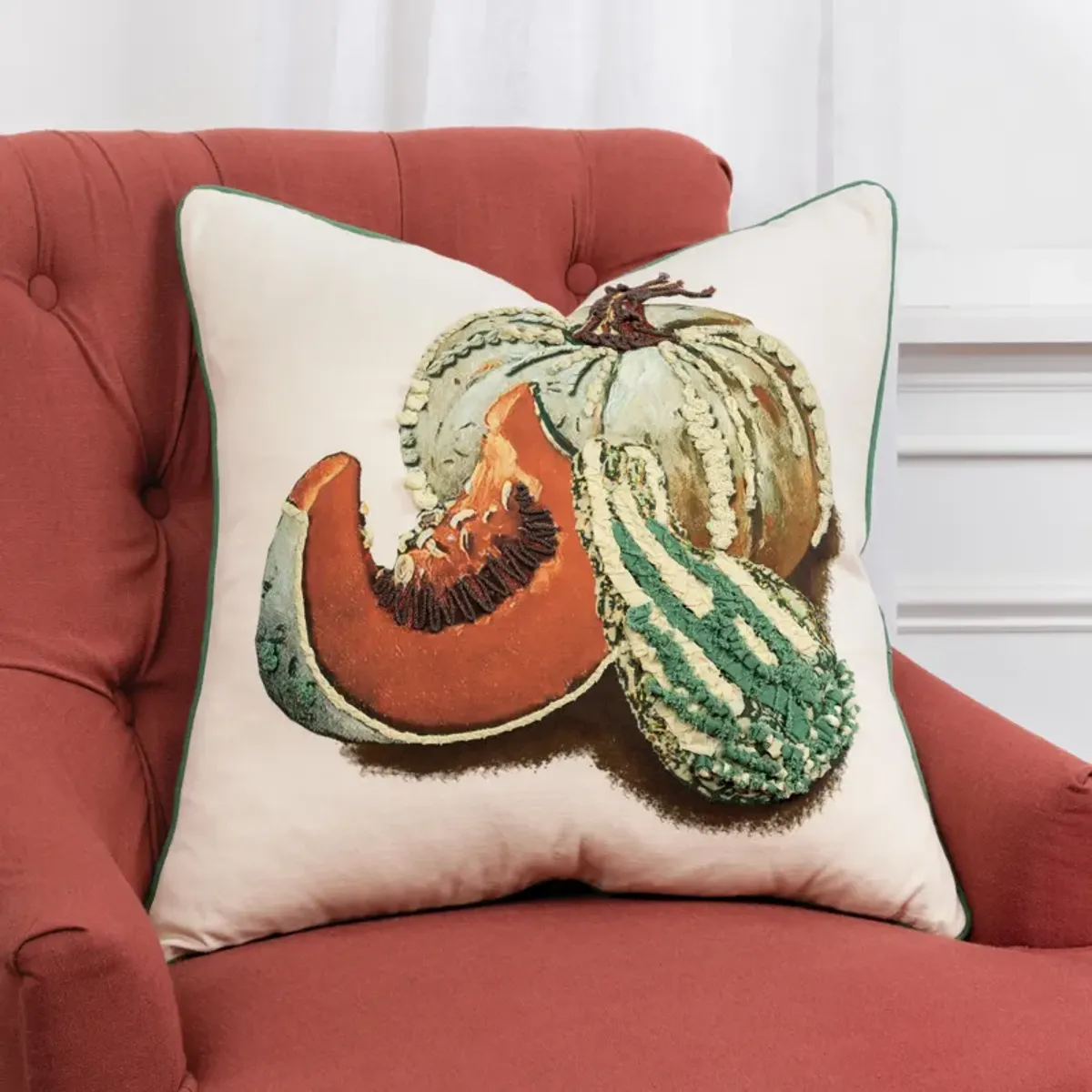 Gourds/Pumpkins Gray  Pillow