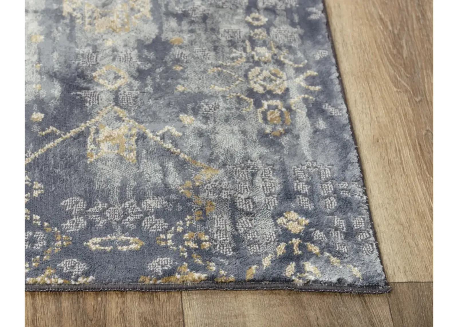 Emerge Gold/Charcoal  Polyester 2'7" x 9'6" Runner Rug