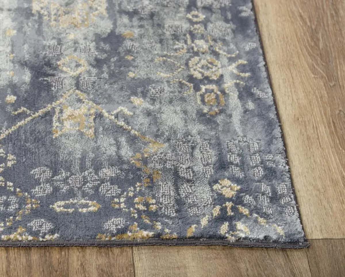 Emerge Gold/Charcoal  Polyester 2'7" x 9'6" Runner Rug