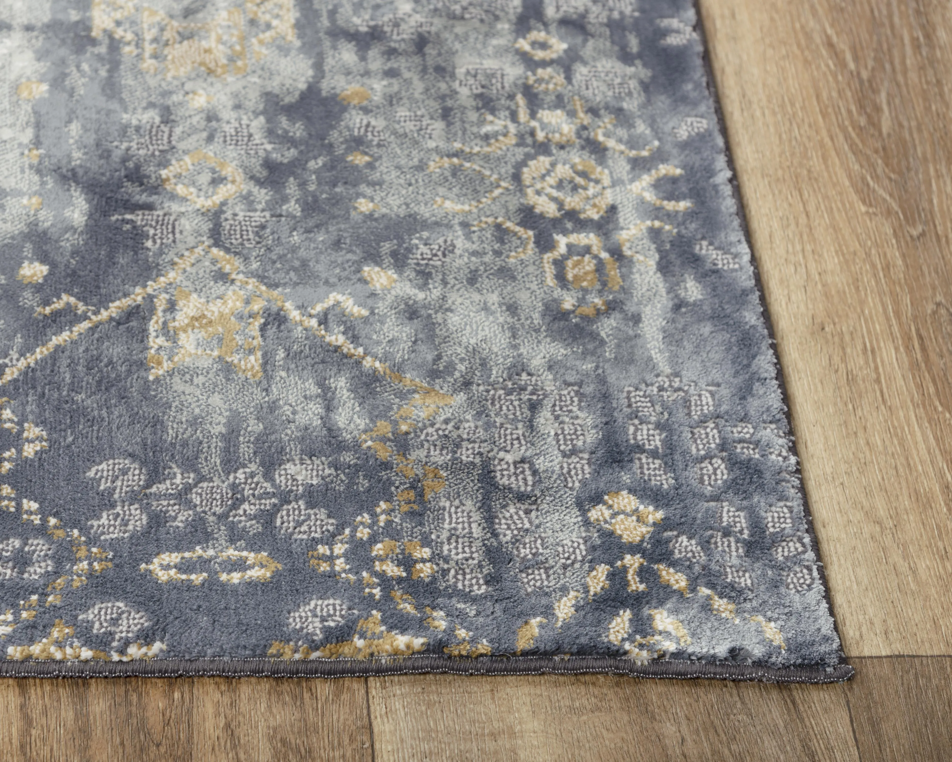 Emerge Gold/Charcoal  Polyester 2'7" x 9'6" Runner Rug