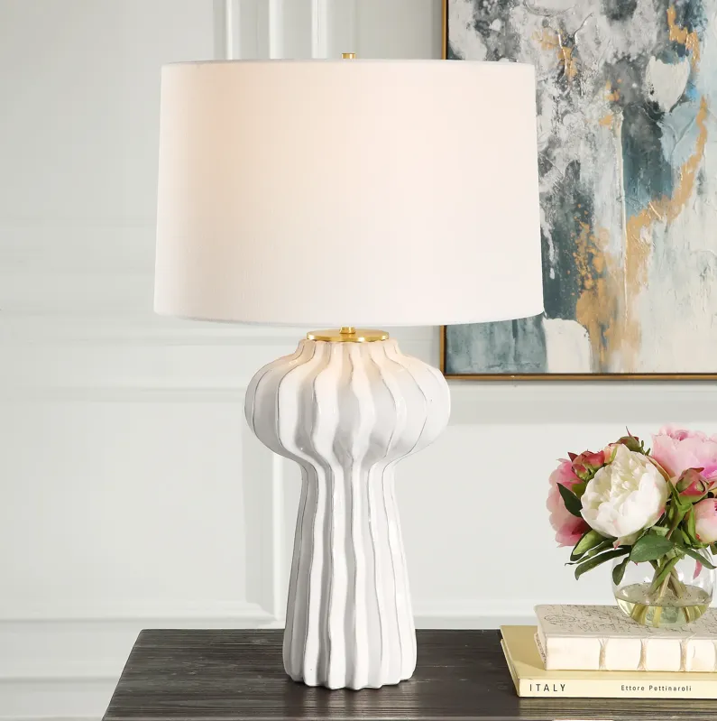 Wrenley Ridged White Table Lamp