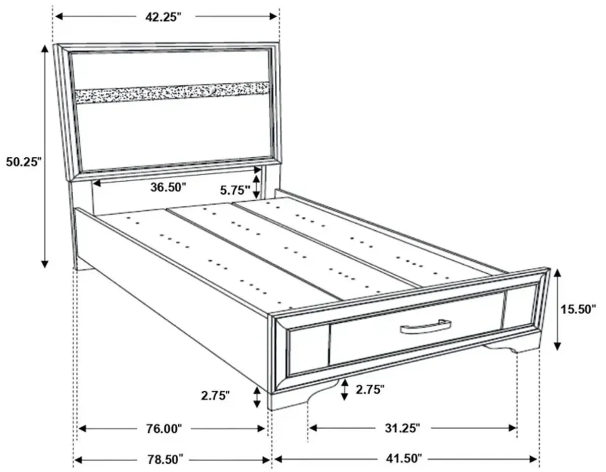 Miranda Twin Storage Bed Black