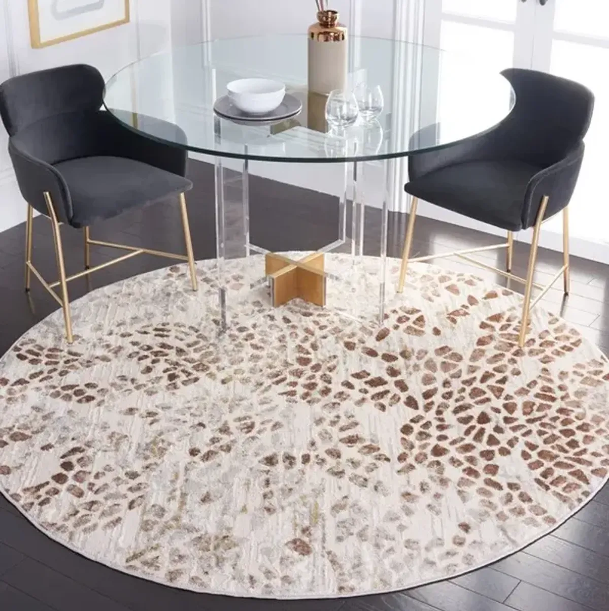 PALMA 308 Brown 6'-7' X 6'-7' Round Round Rug