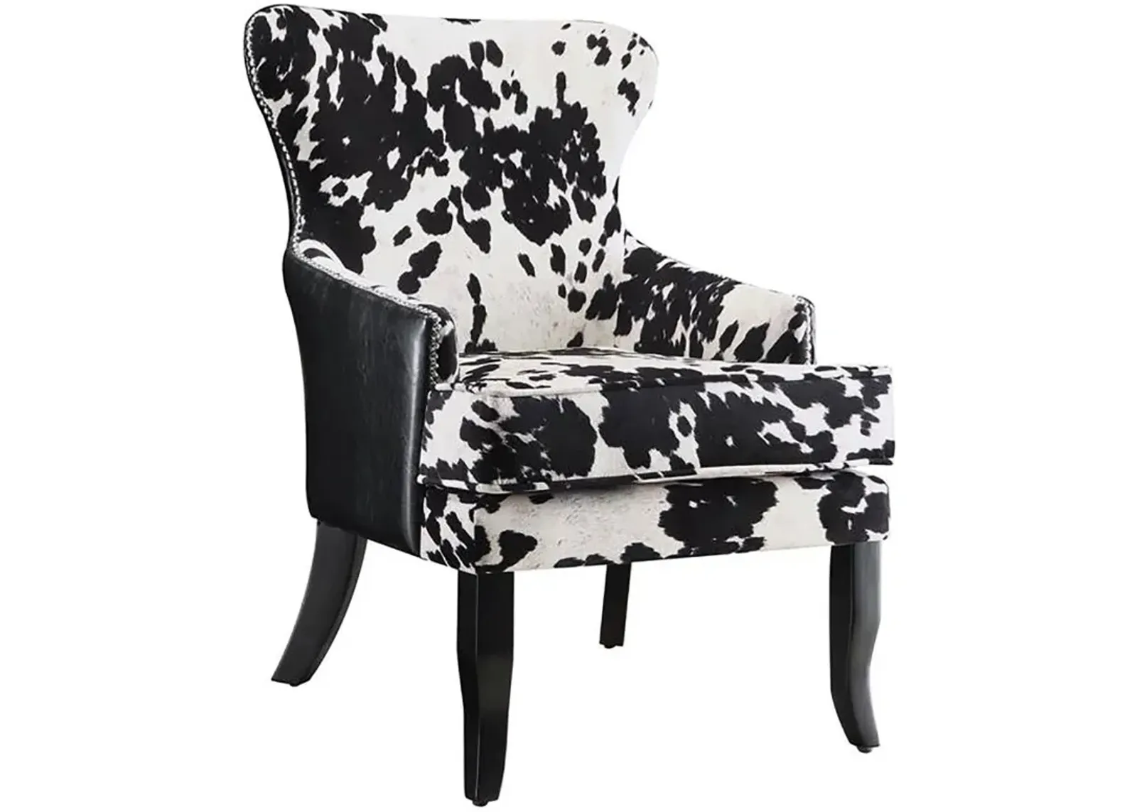 Trea Cowhide Print Accent Chair Black and White